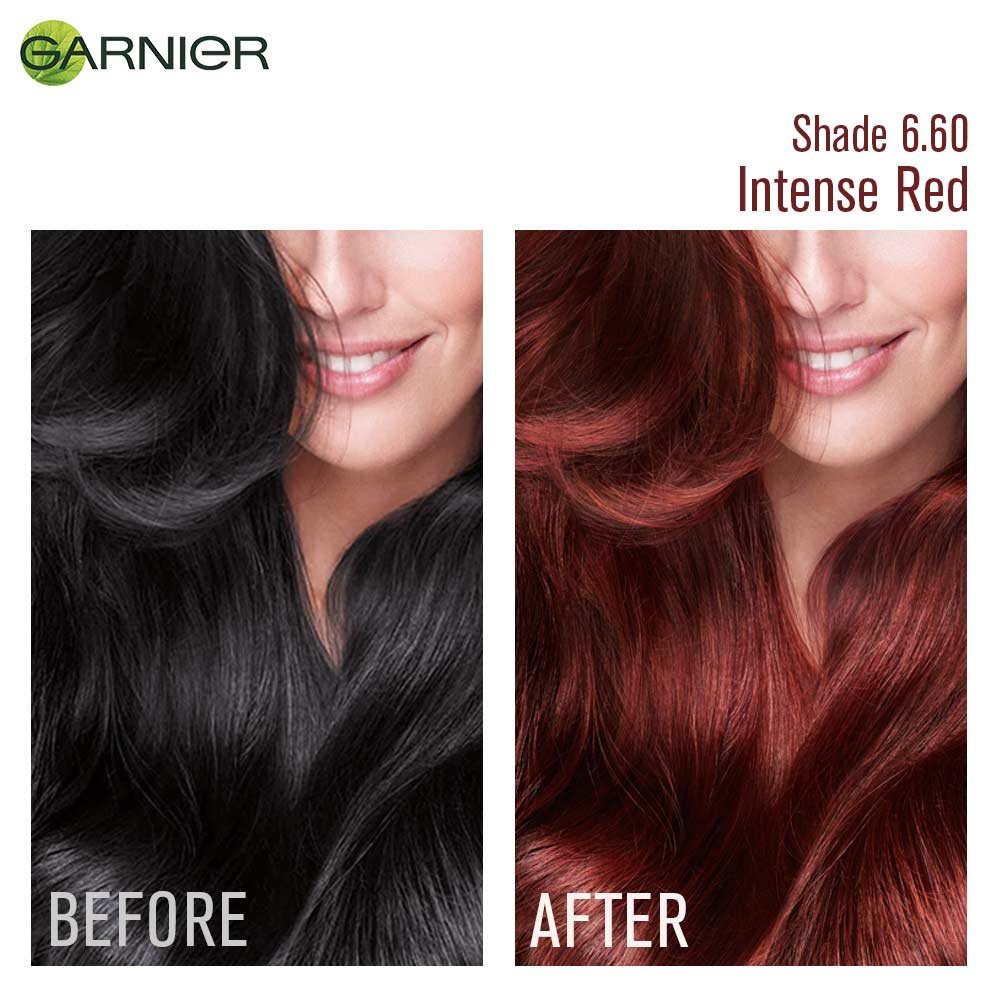 Garnier Intense Red Hair Color - Before After Image